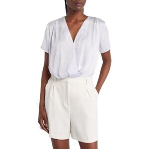 Open Edit Wrapped Bodysuit In White Cloud Melt Size XXS NWOT $49 MSRP